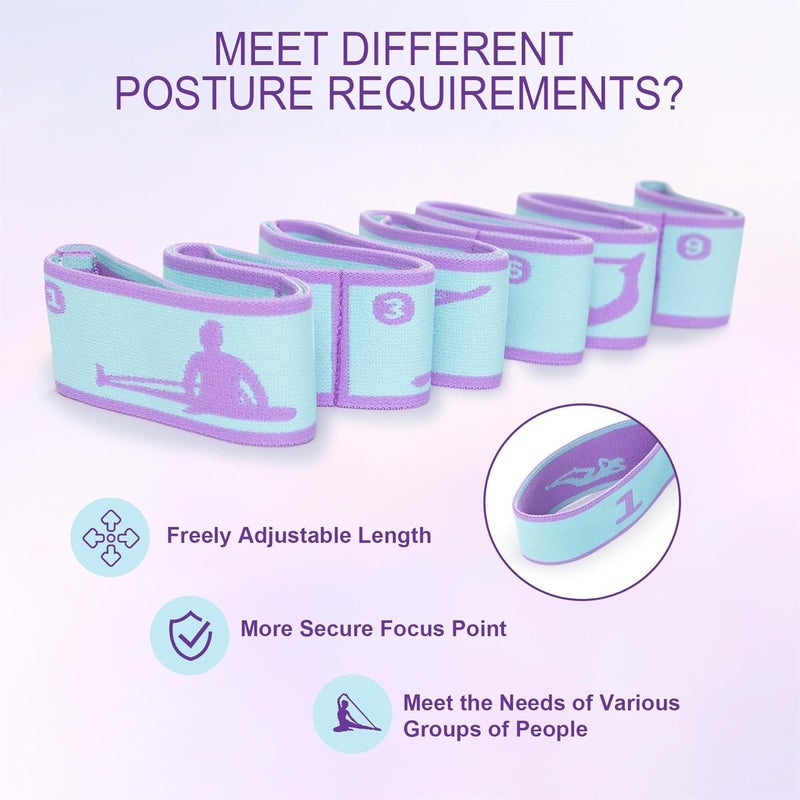 Bogiruice Yoga Straps for Stretching Strap Elastic for Physical Therapy Dance Yoga Pilates Gymnastics Exercise Flexible Pilates Stretch Band for Women Men - Image 4